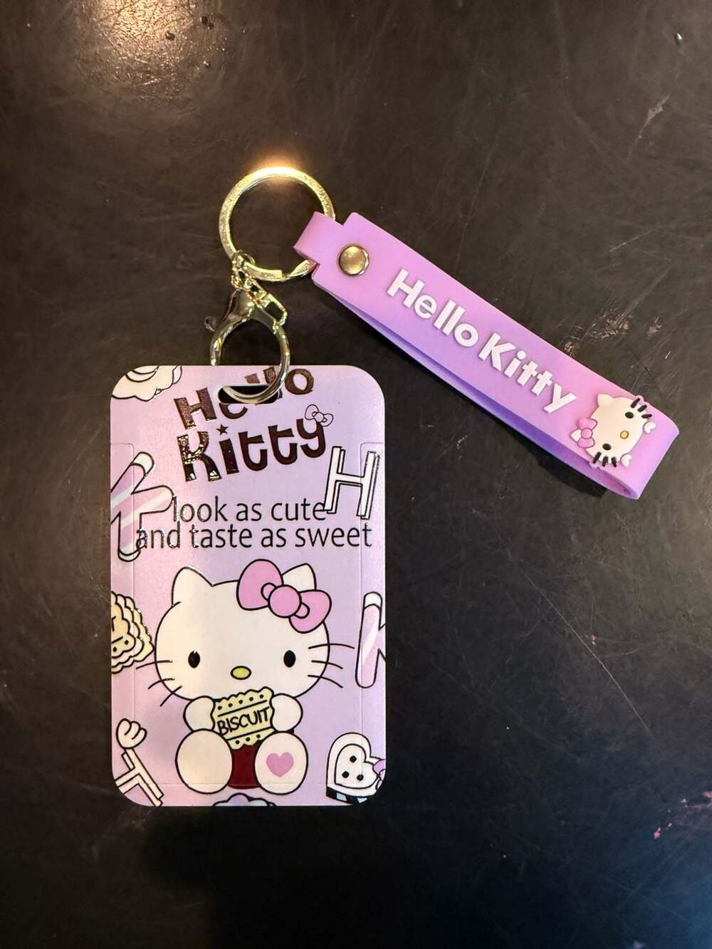 Hello Kitty ID Card Holder with Keychain Purple